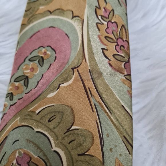Oscar De La Renta Mens Neck Tie Paisley Floral - Picture 2 of 4